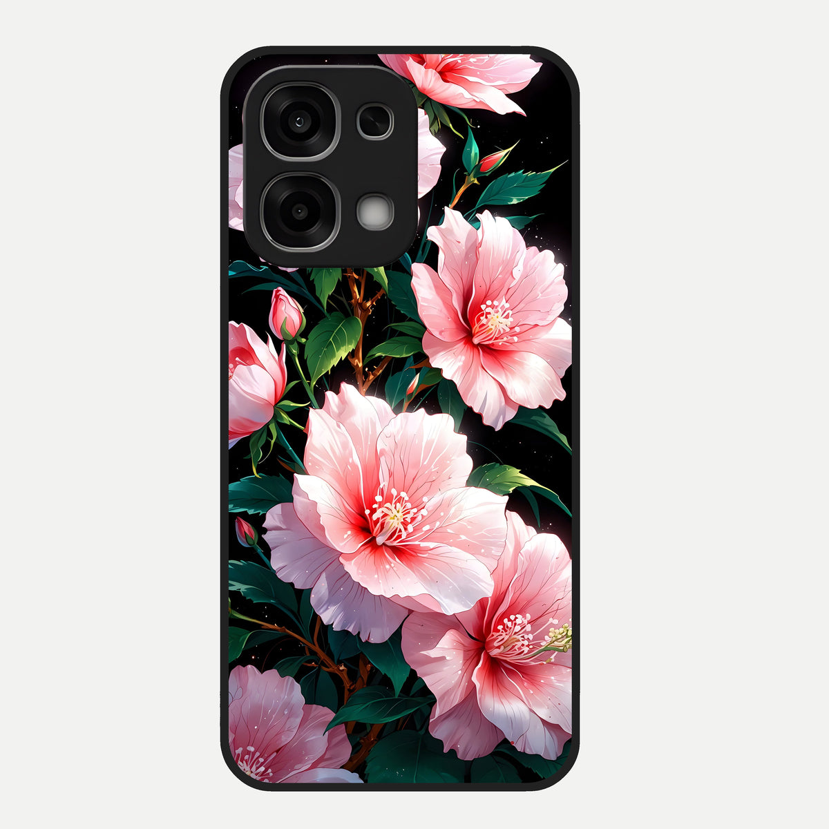  Peach Flower Glass Case For Oppo F33 5G back cover – full design glossy printed glass finish