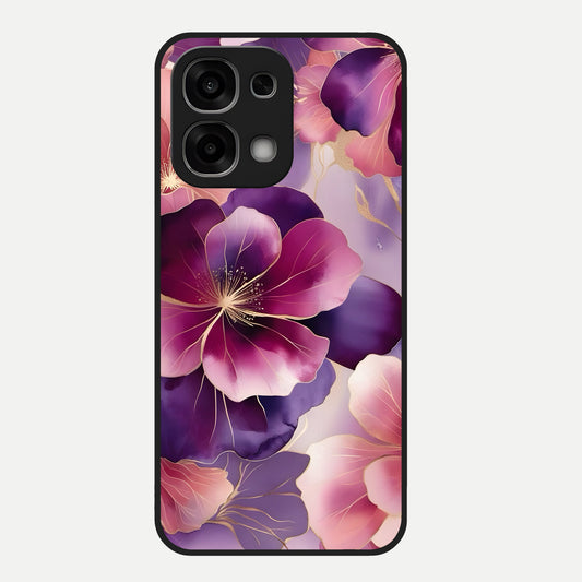  Pink Bouquet Florals Glass Case For Oppo F33 5G back cover – full design glossy printed glass finish