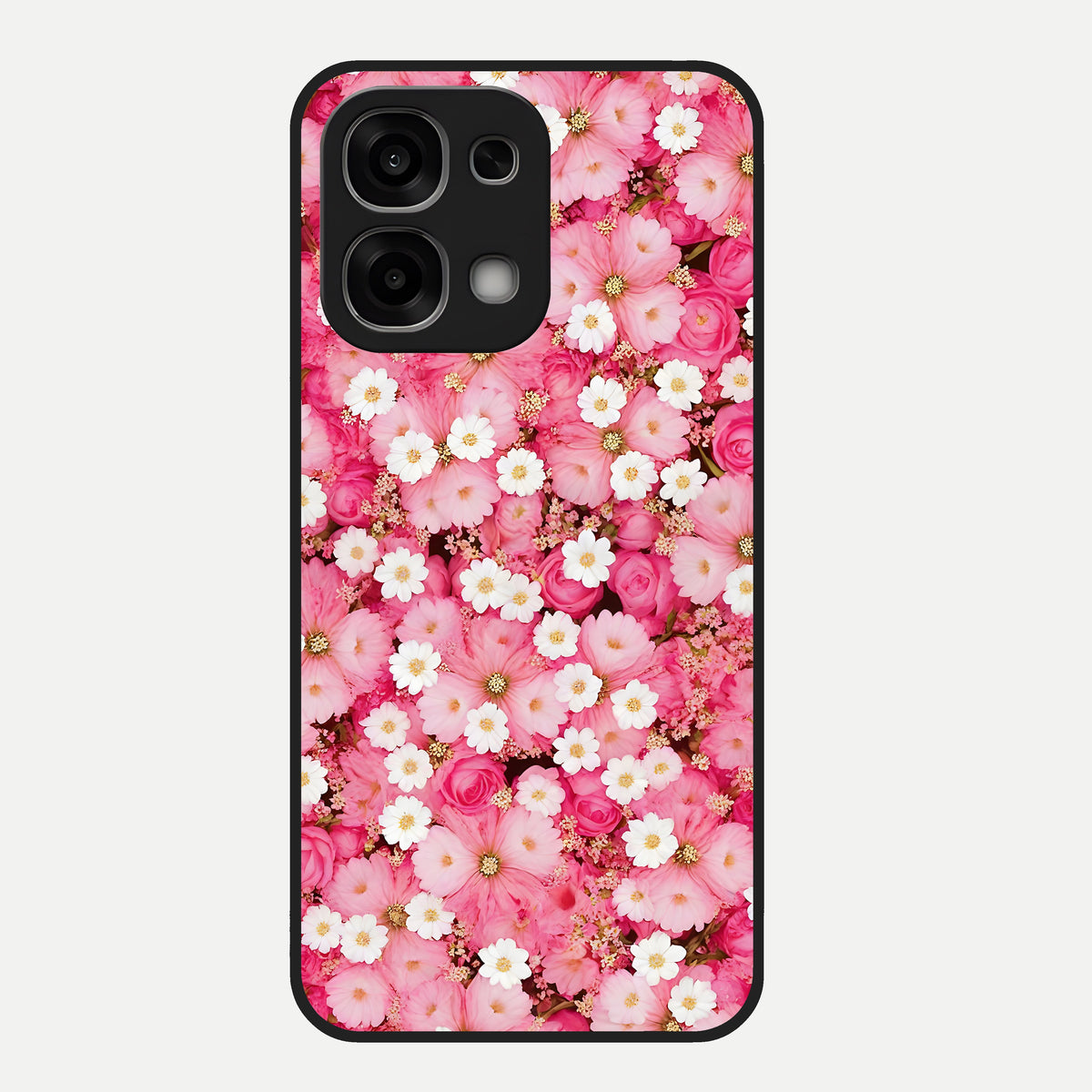  Pink Daisy Bliss Glass Case For Oppo F33 5G back cover – full design glossy printed glass finish