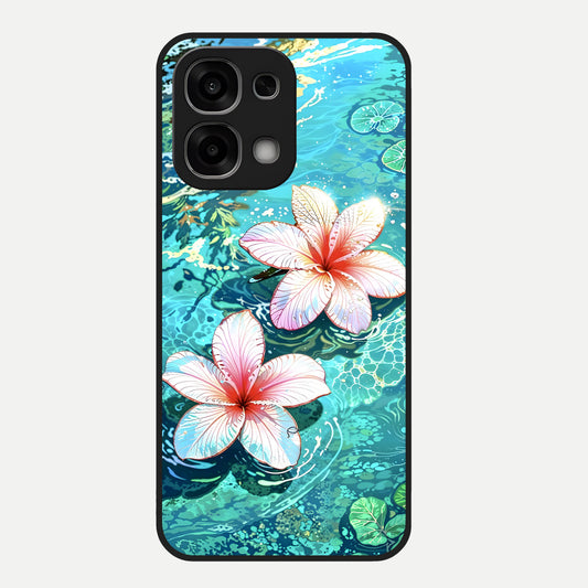  Pink Flowers in Water Glass Case For Oppo F33 5G back cover – full design glossy printed glass finish