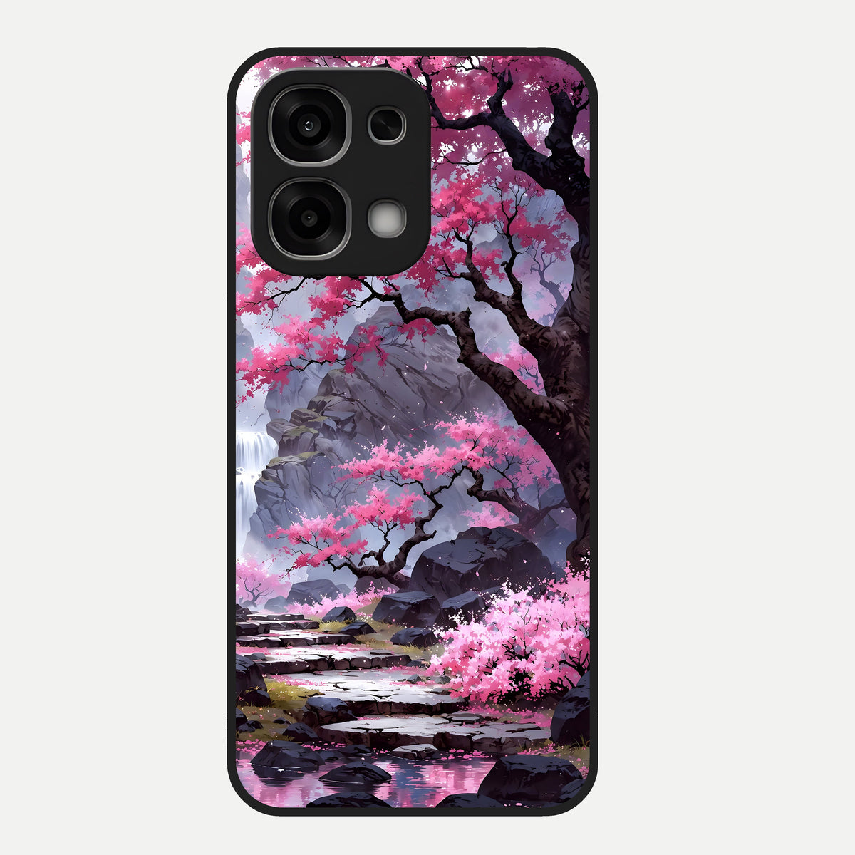  Pink Sunflower Glow Glass Case For Oppo F33 5G back cover – full design glossy printed glass finish