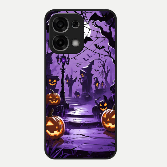  Pumpkin Patch Halloween Glass Case For Oppo F33 5G back cover – full design glossy printed glass finish