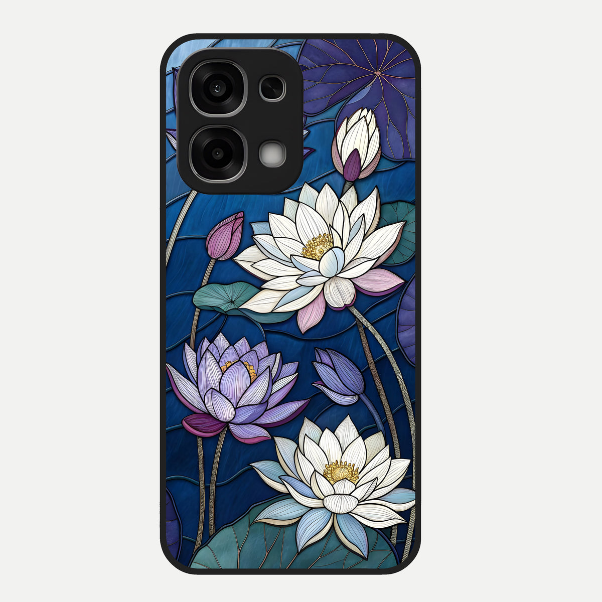  Purple Lotus Stained Glass Case For Oppo F33 5G back cover – full design glossy printed glass finish