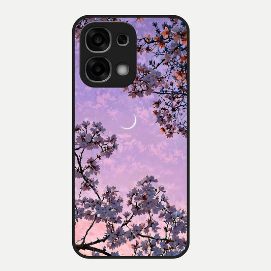  Purple Serenity Moon Glass Case For Oppo F33 5G back cover – full design glossy printed glass finish