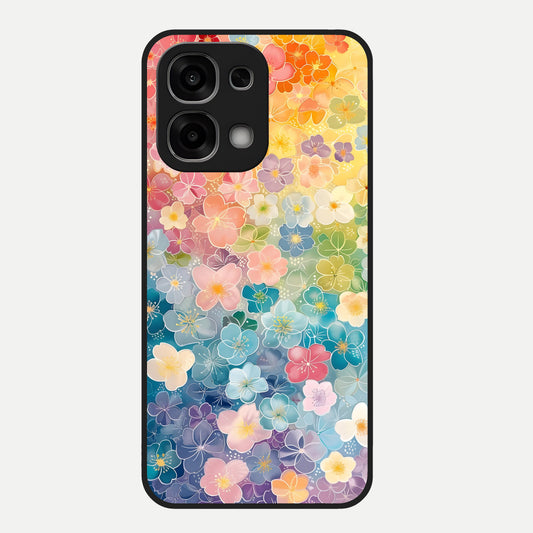  Rainbow Blossom Burst Glass Case For Oppo F33 5G back cover – full design glossy printed glass finish