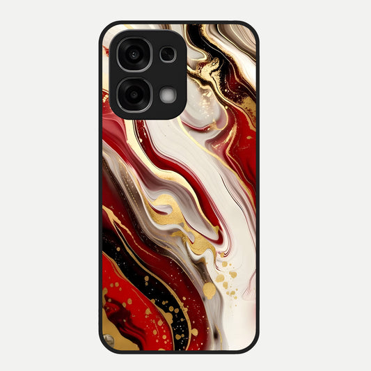  Red And White Marble Glass Case For Oppo F33 5G back cover – full design glossy printed glass finish