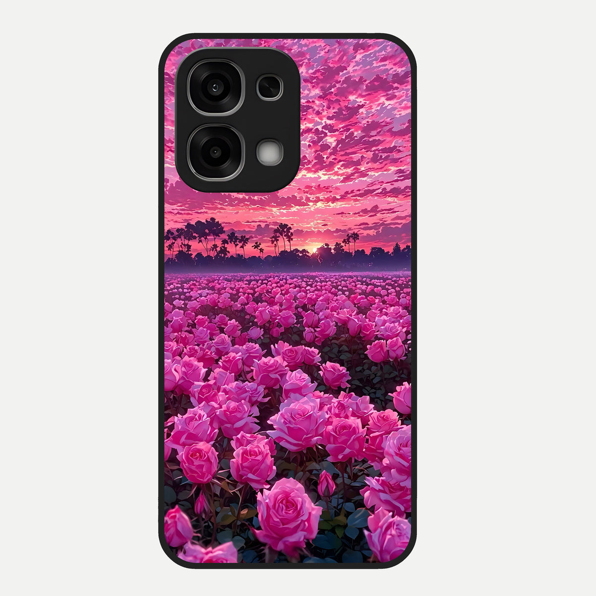  Rose Sunset Valley Glass Case For Oppo F33 5G back cover – full design glossy printed glass finish