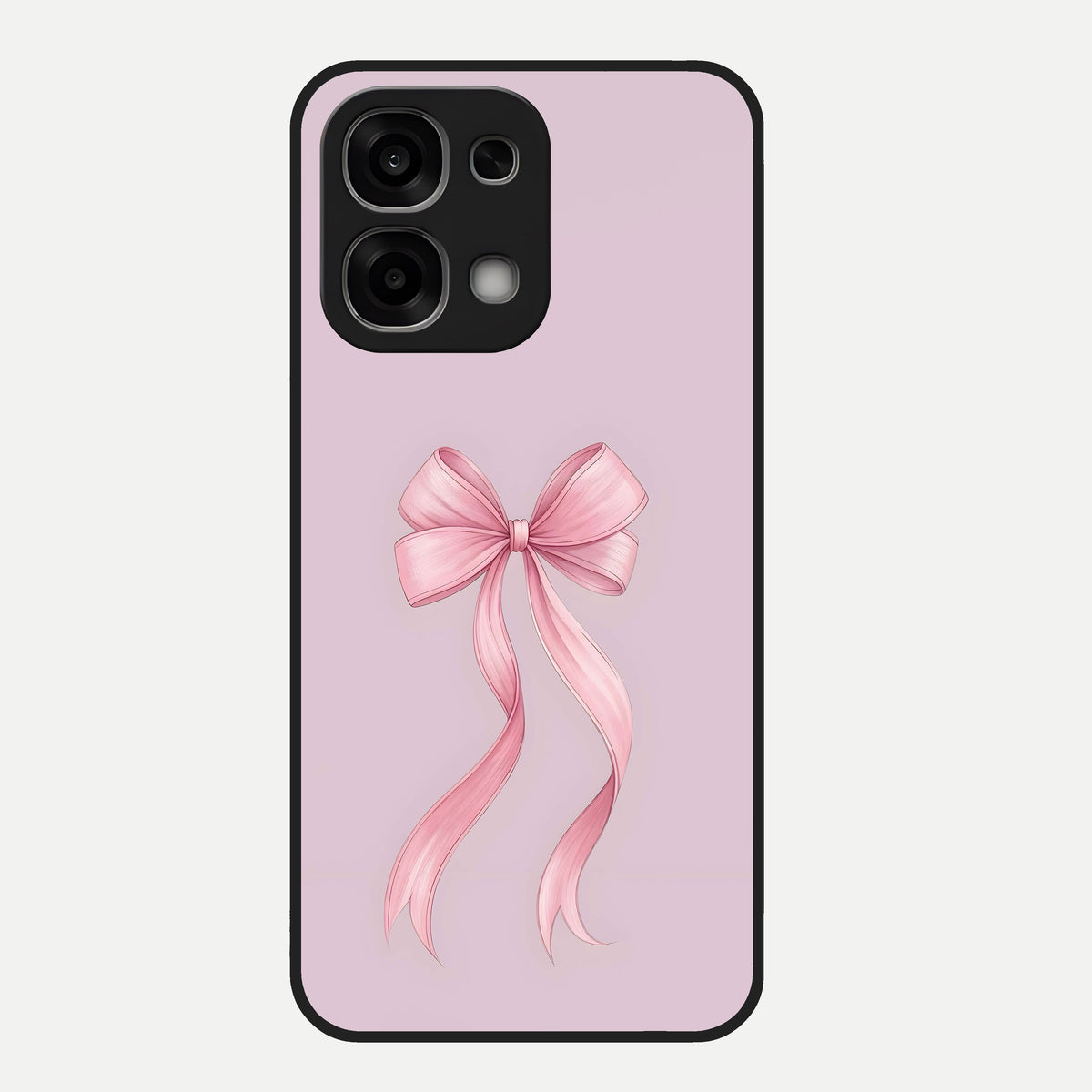  Soft Blush Bow Glass Case For Oppo F33 5G back cover – full design glossy printed glass finish
