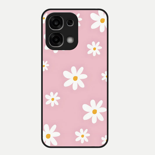 Soft Daisy Bliss Glass Case For Oppo F33 5G back cover – full design glossy printed glass finish