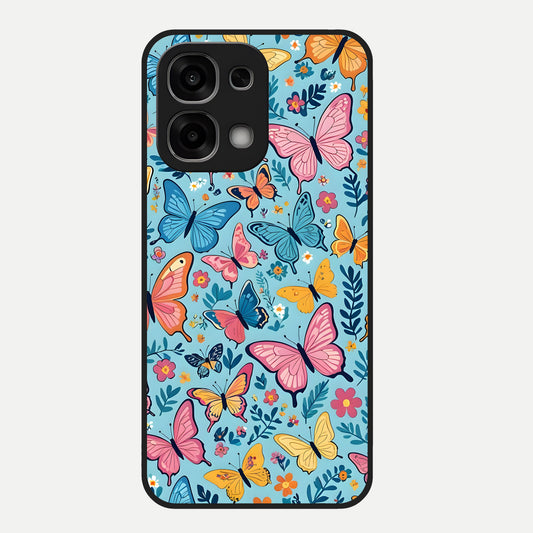  Spring Wing Garden Glass Case For Oppo F33 5G back cover – full design glossy printed glass finish