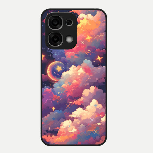  Starlit Dream Clouds Glass Case For Oppo F33 5G back cover – full design glossy printed glass finish