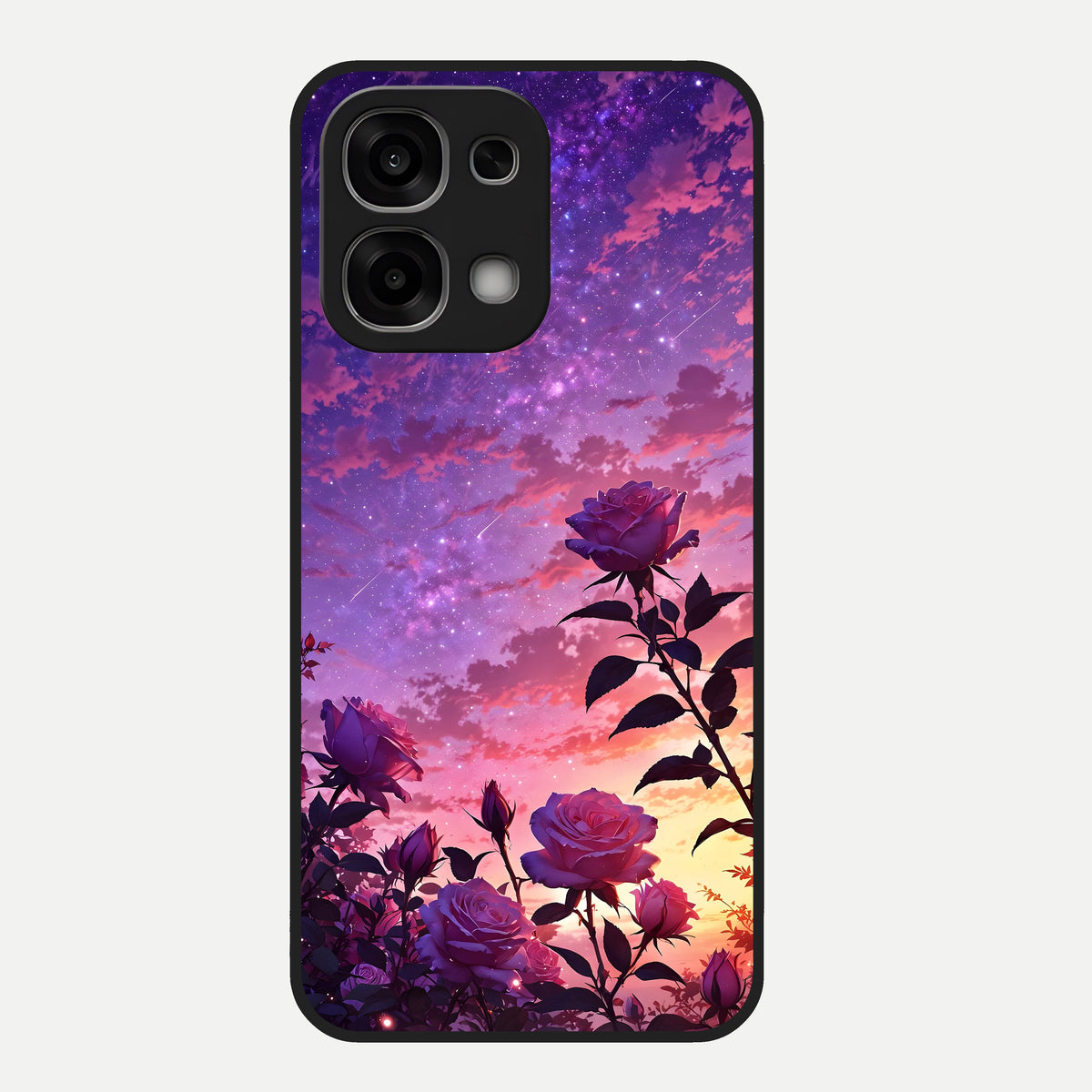  Starlit Rose Twilight Glass Case For Oppo F33 5G back cover – full design glossy printed glass finish