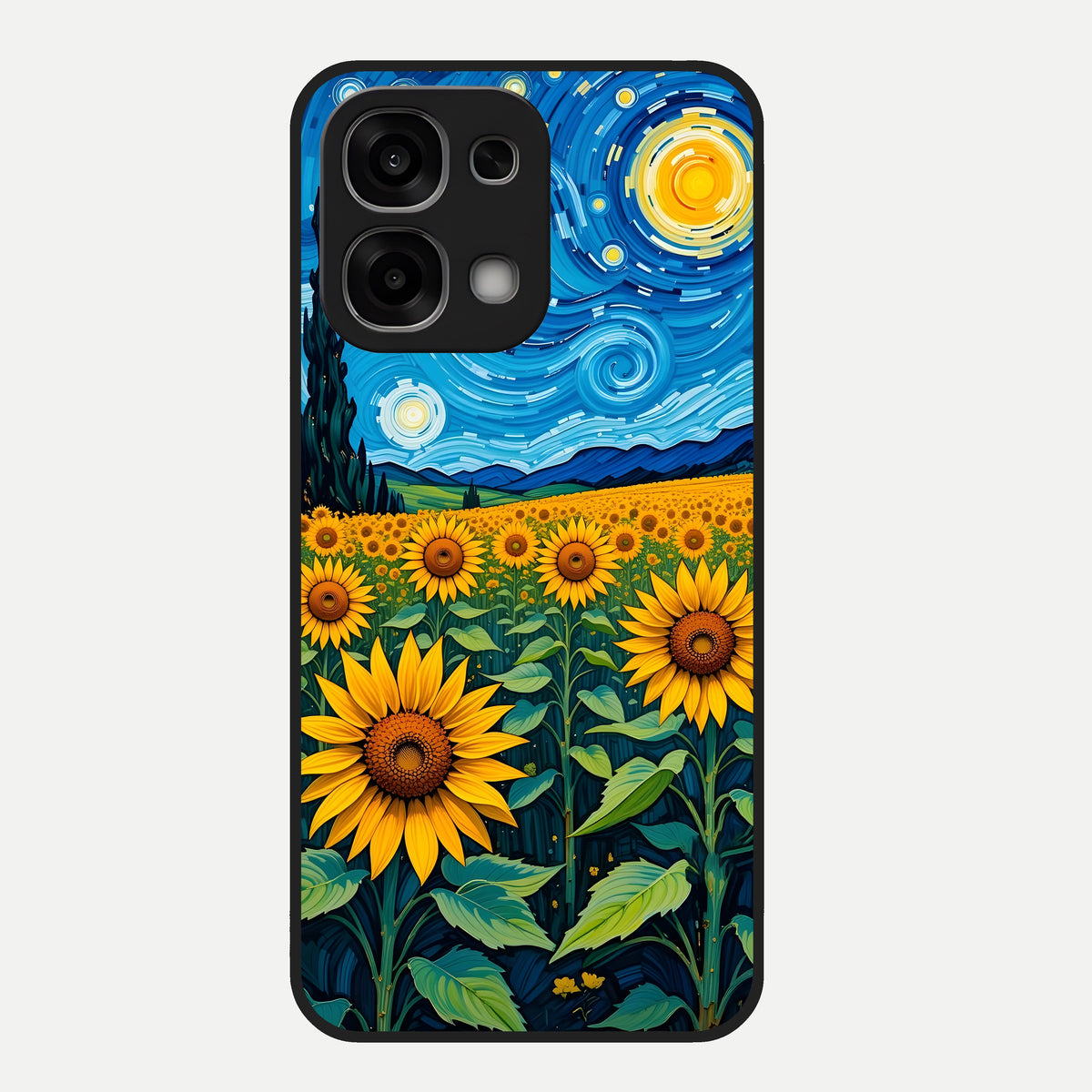  Starry Sunflower Dreams Glass Case For Oppo F33 5G back cover – full design glossy printed glass finish