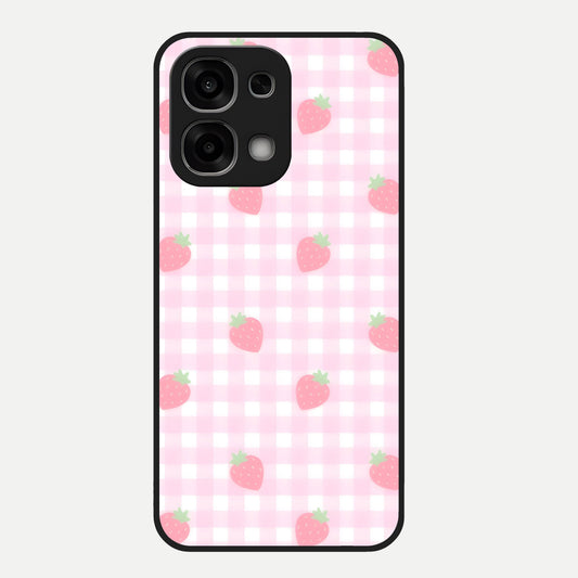  Strawberry Picnic Love Glass Case For Oppo F33 5G back cover – full design glossy printed glass finish