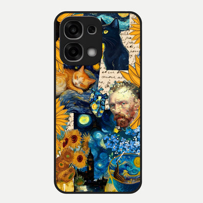  Sunflower Chic Mood Custom Name Glass Case For Oppo F33 5G back cover – full design glossy printed glass finish