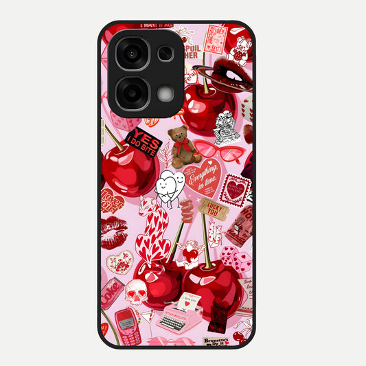  Sweet Cherry Chaos Glass Case For Oppo F33 5G back cover – full design glossy printed glass finish