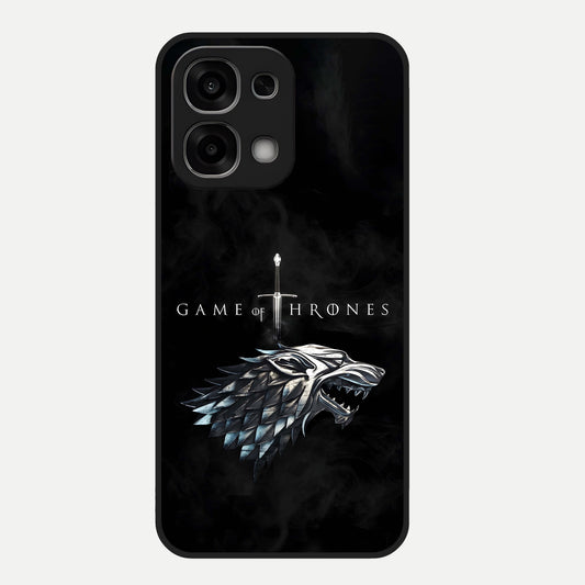  Throne Wolf Legacy Glass Case For Oppo F33 5G back cover – full design glossy printed glass finish