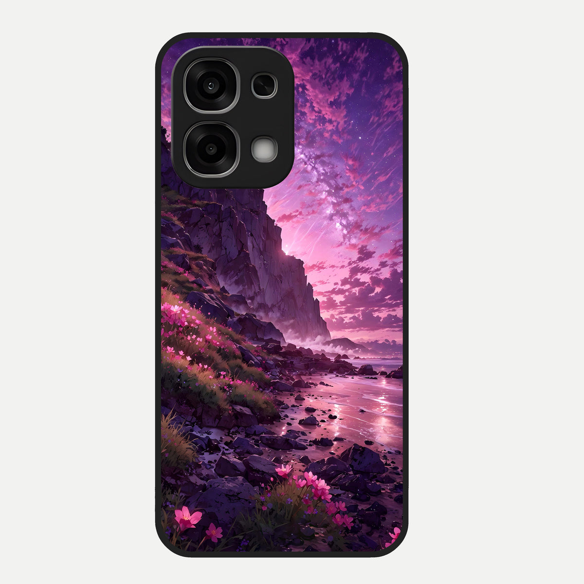 Twilight Blossom Coast Glass Case For Oppo F33 5G back cover – full design glossy printed glass finish