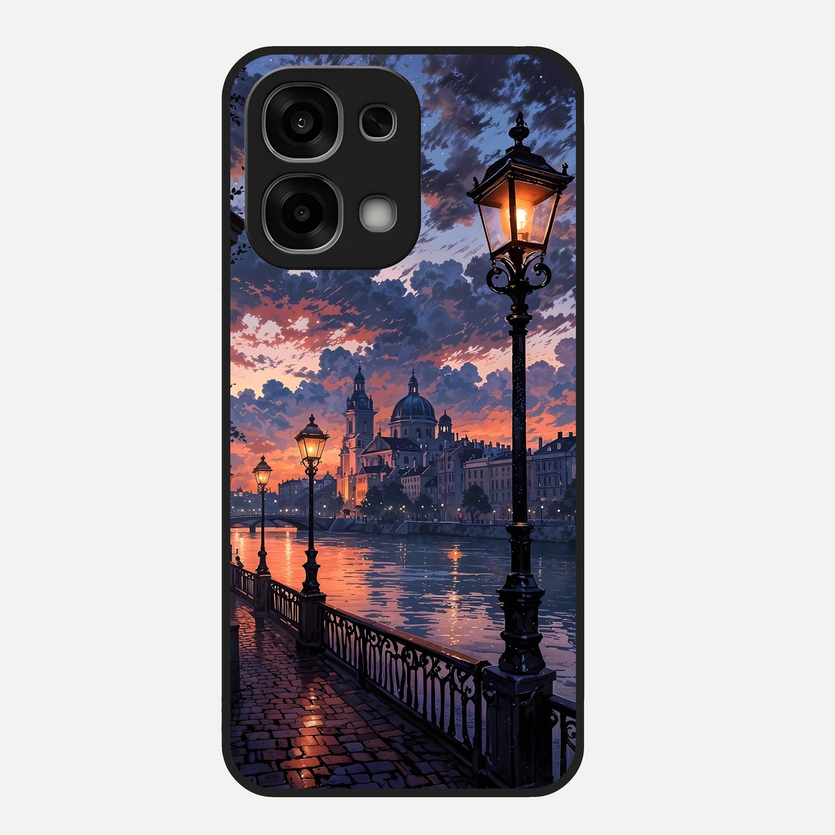  Twilight River Lights Glass Case For Oppo F33 5G back cover – full design glossy printed glass finish
