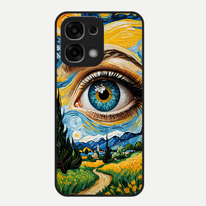  Van Gogh Eye Glass Case For Oppo F33 5G back cover – full design glossy printed glass finish