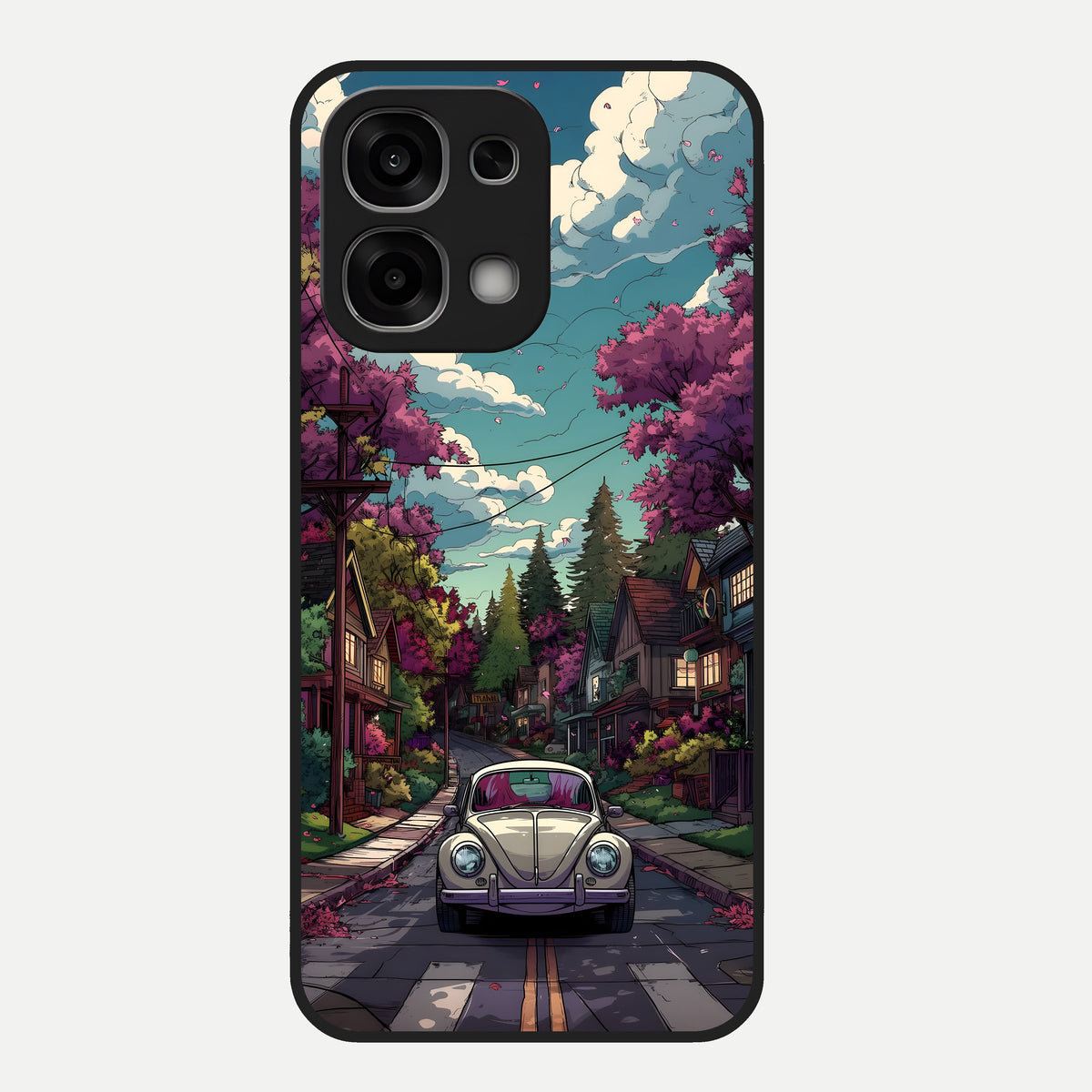 Vintage Street Drive Glass Case For Oppo F33 5G back cover – full design glossy printed glass finish