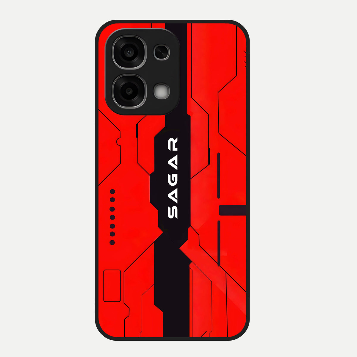  Voltage Rise CYBERPUNK Custom Name Glass Case For Oppo F33 5G back cover – personalized glossy printed glass finish