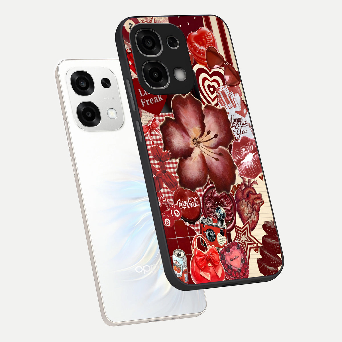  Aesthetic Little Freak phone case For Oppo F33 5G showing premium glass back cover with detailed artwork