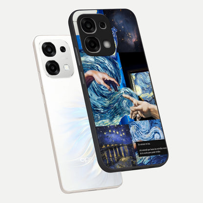  Aesthetic Vando Hands phone case For Oppo F33 5G showing premium glass back cover with detailed artwork