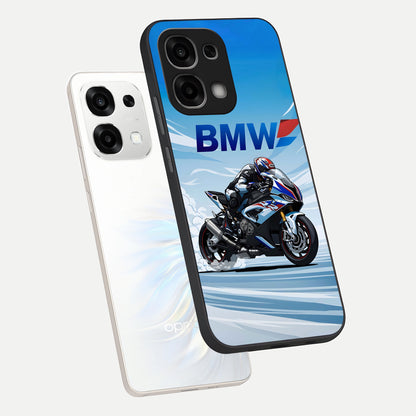  BMW Power Drift phone case For Oppo F33 5G showing premium glass back cover with detailed artwork