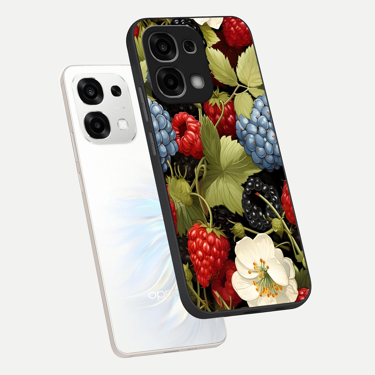  Berry Bloom Charm phone case For Oppo F33 5G showing premium glass back cover with detailed artwork