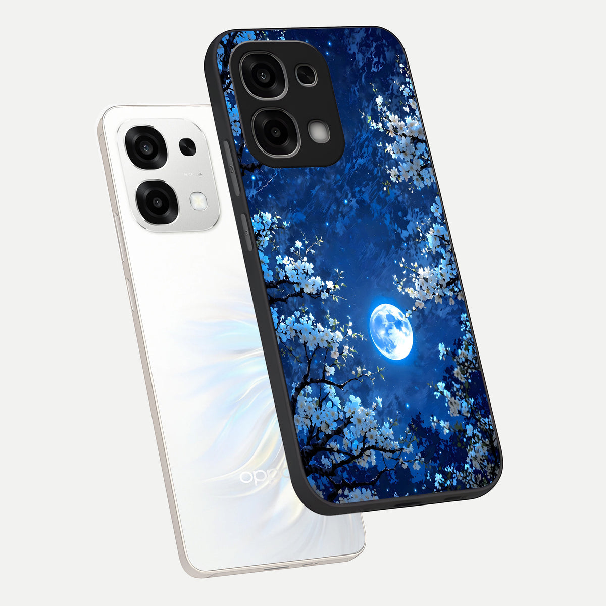  Blossom Moonlight Sky phone case For Oppo F33 5G showing premium glass back cover with detailed artwork