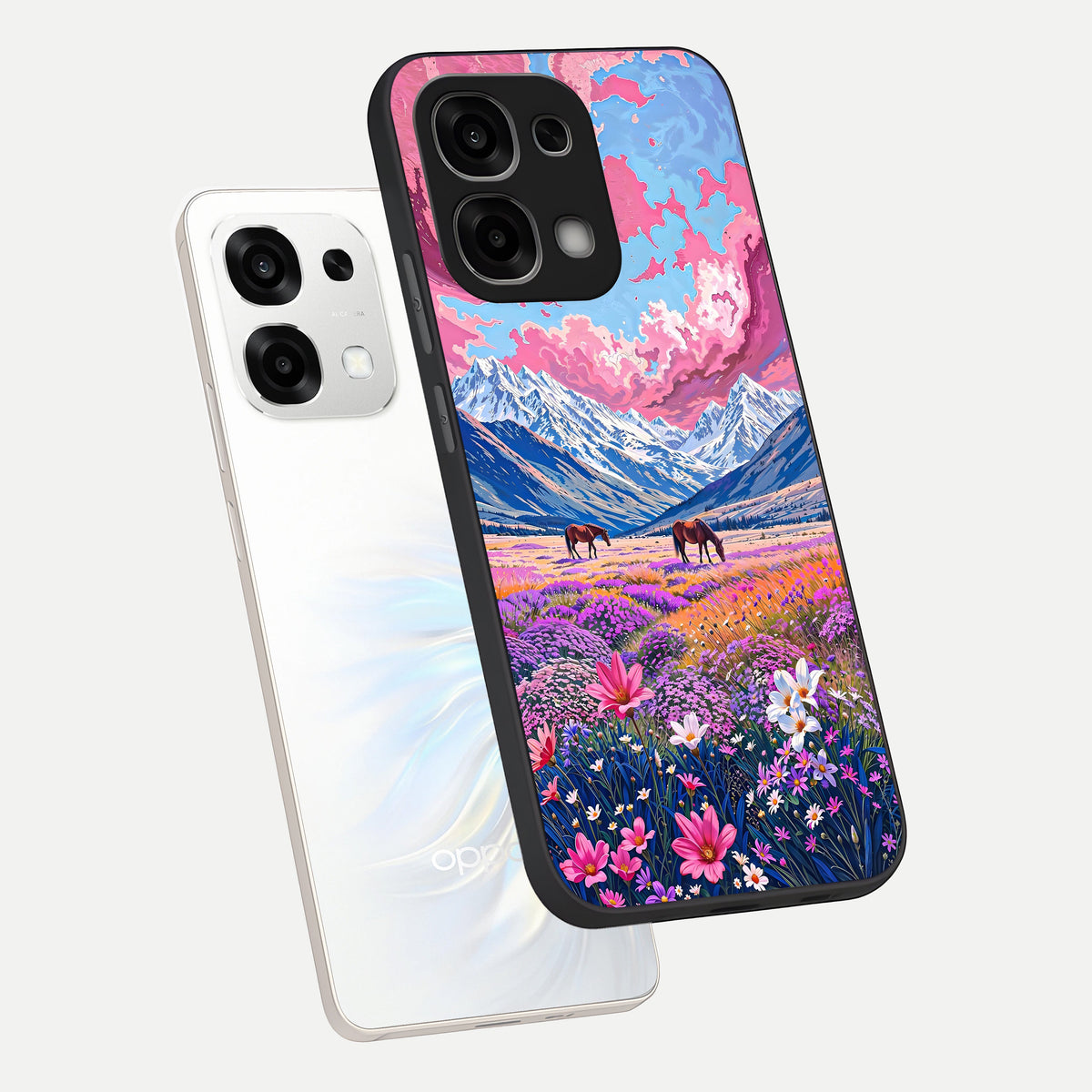  Blossom Valley Dream phone case For Oppo F33 5G showing premium glass back cover with detailed artwork