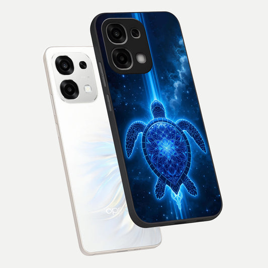  Blue Galaxy Turtle phone case For Oppo F33 5G showing premium glass back cover with detailed artwork