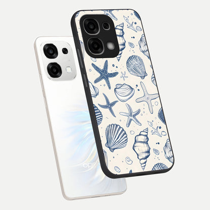  Blue Ocean Outline phone case For Oppo F33 5G showing premium glass back cover with detailed artwork