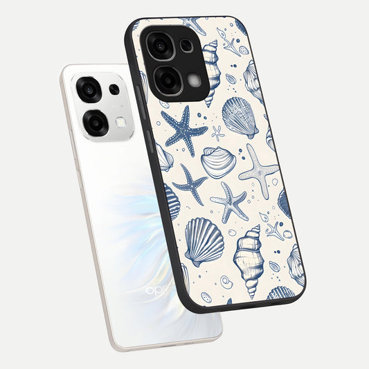  Blue Ocean Outline phone case For Oppo F33 5G showing premium glass back cover with detailed artwork