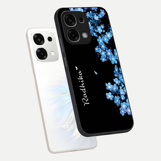  Blue Petal Dream Custom Name phone case For Oppo F33 5G showing premium glass back cover with detailed artwork