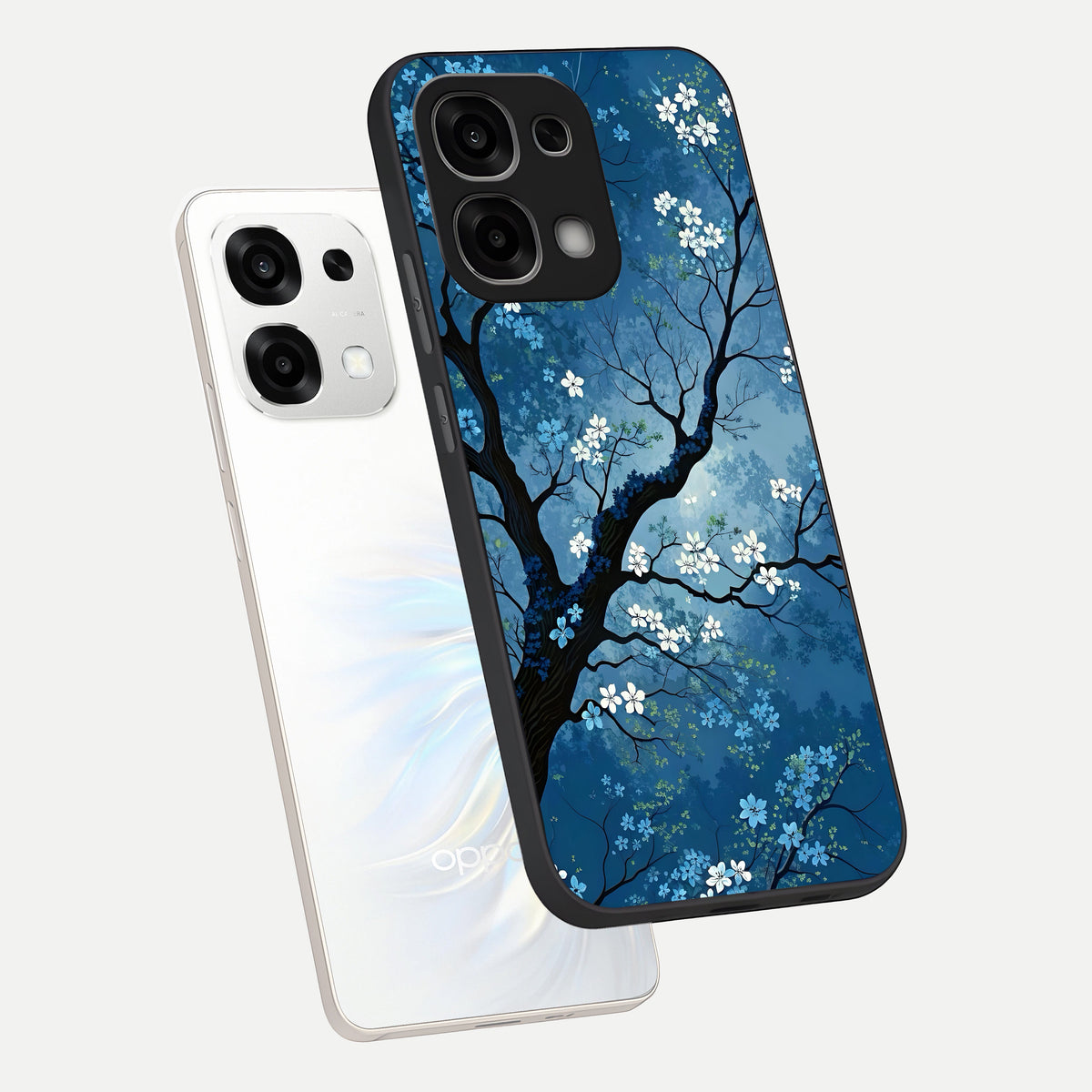  Blue Tree Serenity phone case For Oppo F33 5G showing premium glass back cover with detailed artwork