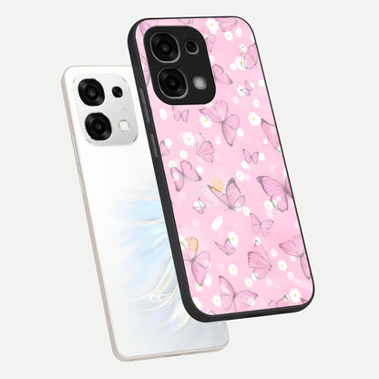  Blush Butterfly Garden phone case For Oppo F33 5G showing premium glass back cover with detailed artwork
