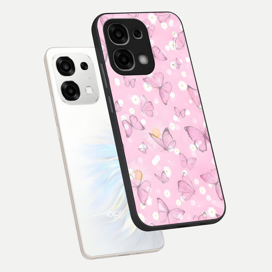  Blush Butterfly Garden phone case For Oppo F33 5G showing premium glass back cover with detailed artwork