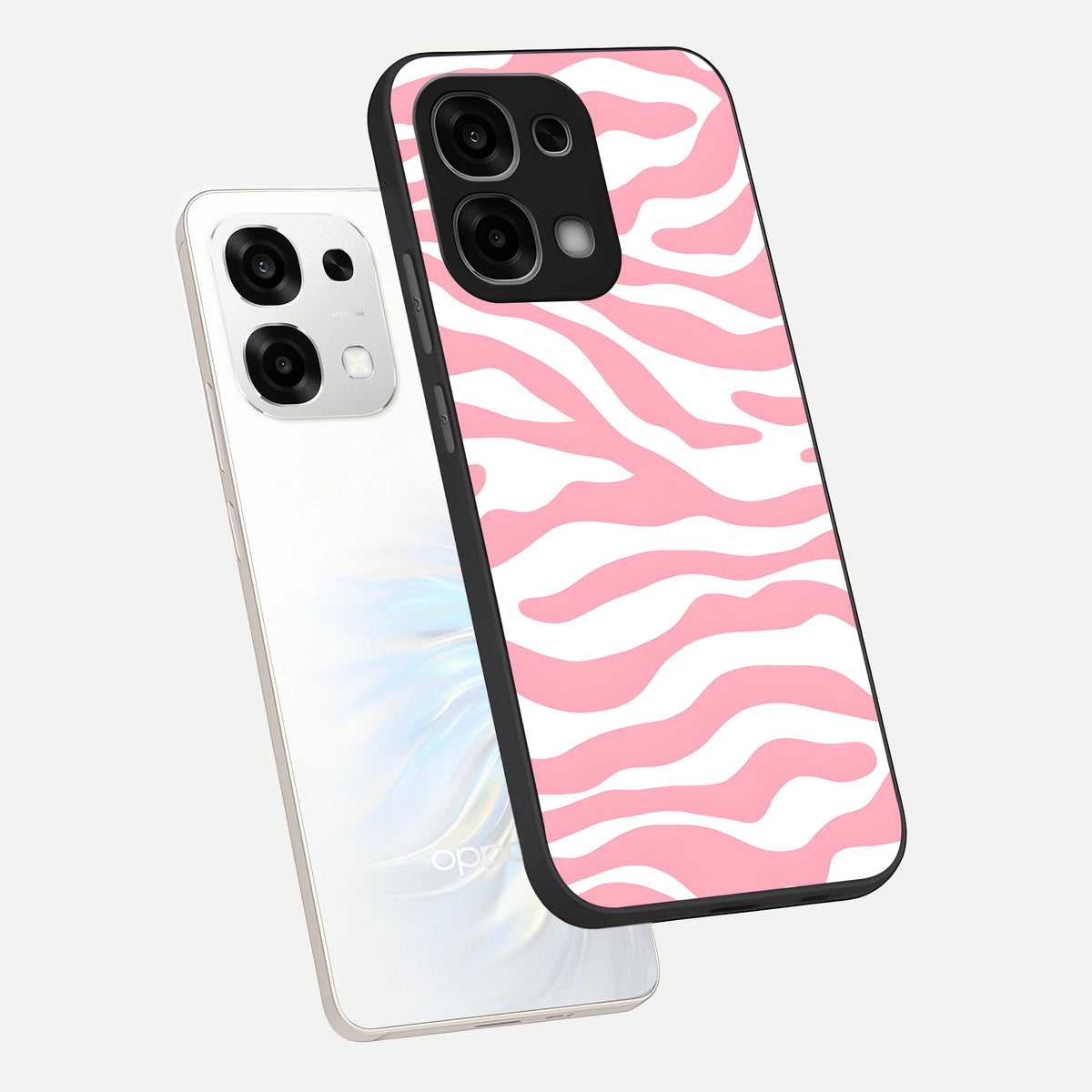  Blush Zebra Flow phone case For Oppo F33 5G showing premium glass back cover with detailed artwork