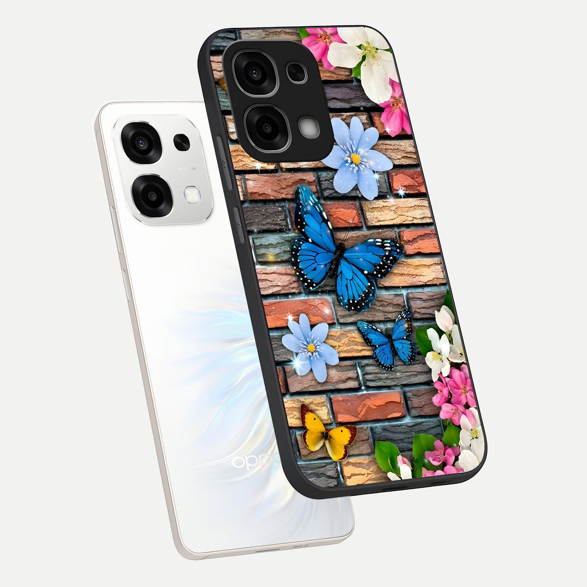  Brick Bloom Flight phone case For Oppo F33 5G showing premium glass back cover with detailed artwork