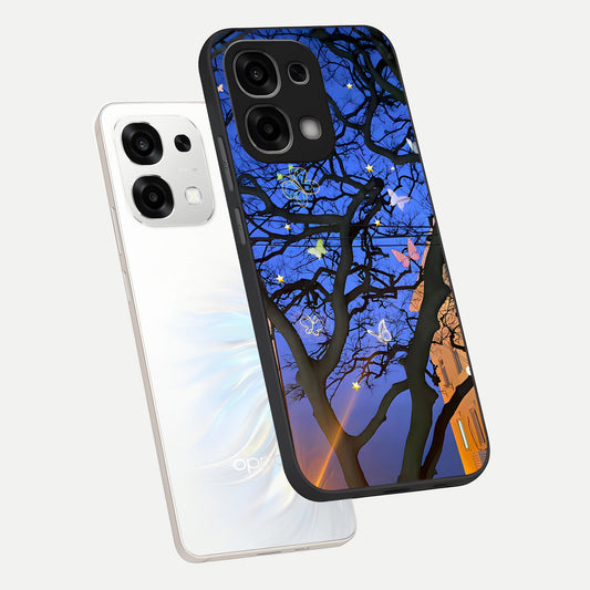  Butterfly Night Magic phone case For Oppo F33 5G showing premium glass back cover with detailed artwork