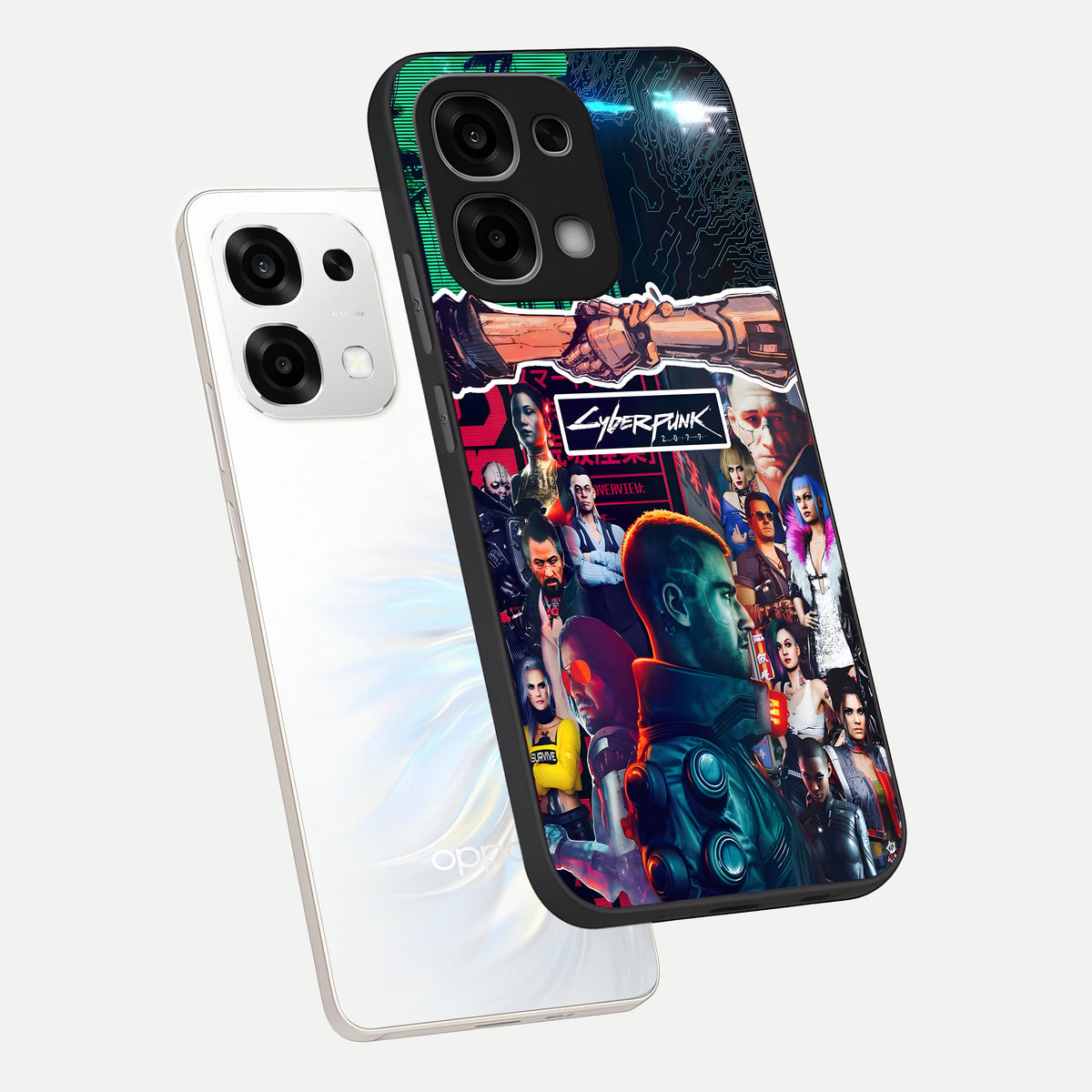  CYBERPUNK Legacy phone case For Oppo F33 5G showing premium glass back cover with detailed artwork