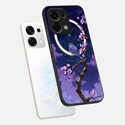  Celestial Bird Blossom phone case For Oppo F33 5G showing premium glass back cover with detailed artwork