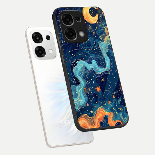  Celestial Dream Flow phone case For Oppo F33 5G showing premium glass back cover with detailed artwork