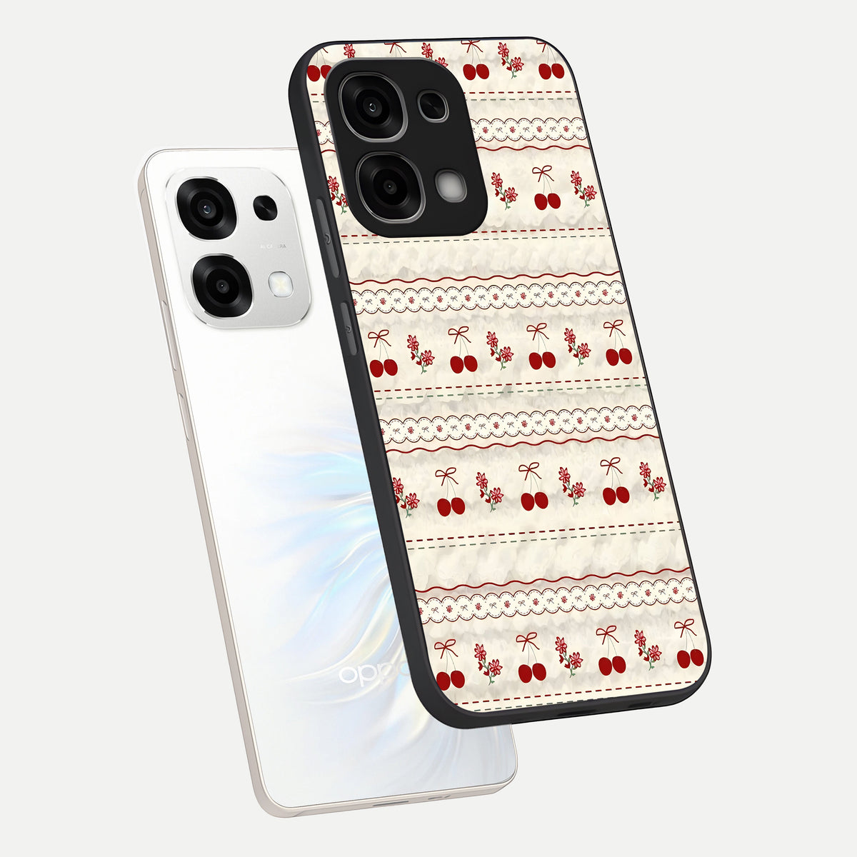  Cherry Bloom Charm phone case For Oppo F33 5G showing premium glass back cover with detailed artwork