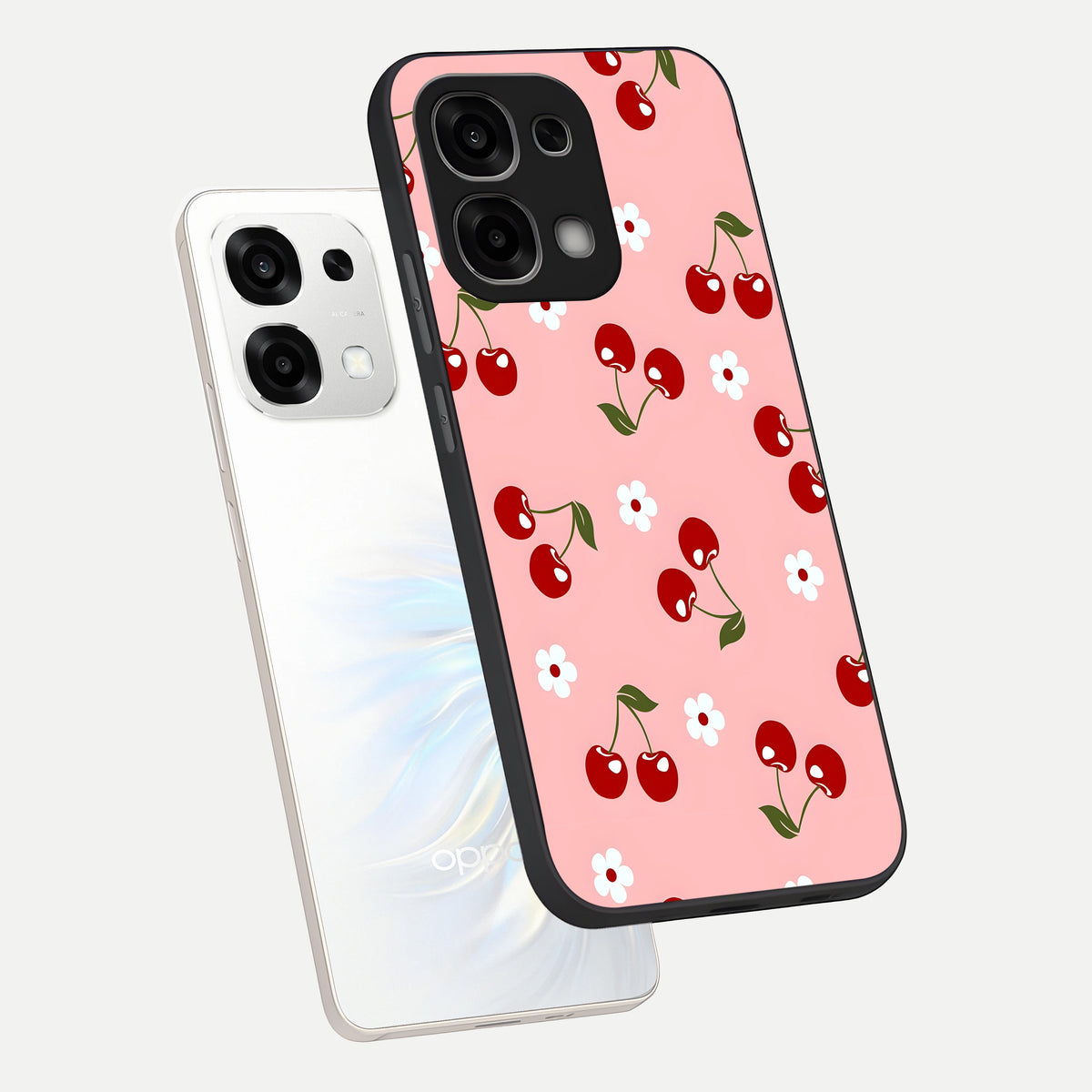  Cherry Love Mood phone case For Oppo F33 5G showing premium glass back cover with detailed artwork