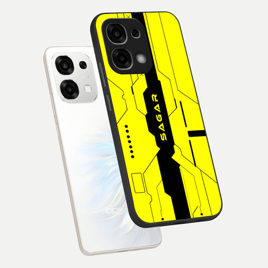  Circuit CYBERPUNK Custom Name phone case For Oppo F33 5G showing premium glass back cover with detailed artwork
