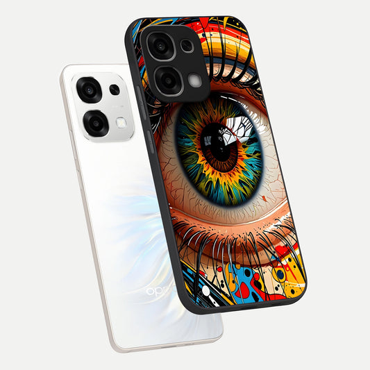 Colorful Eye phone case For Oppo F33 5G showing premium glass back cover with detailed artwork