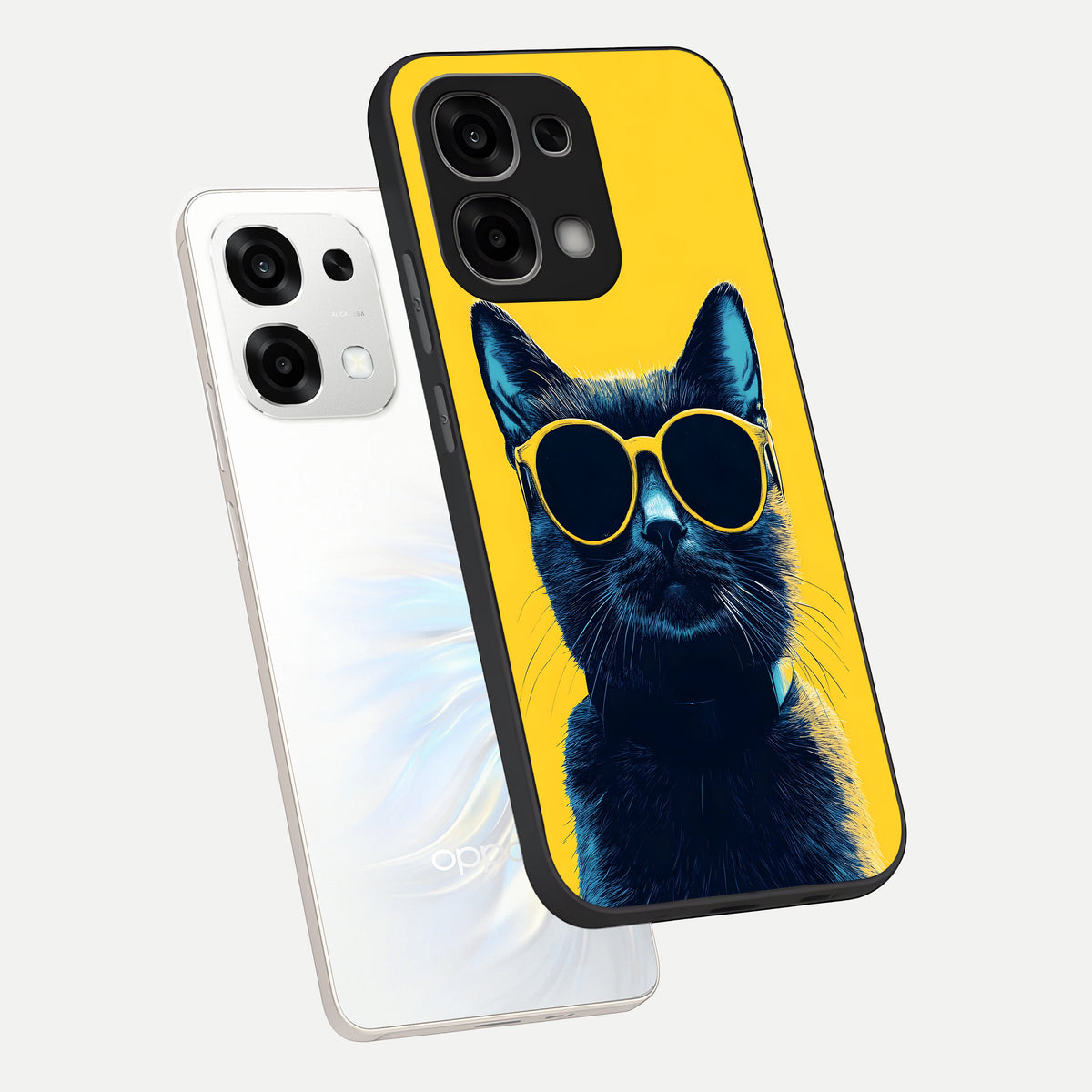  Cool Cat Vibes phone case For Oppo F33 5G showing premium glass back cover with detailed artwork